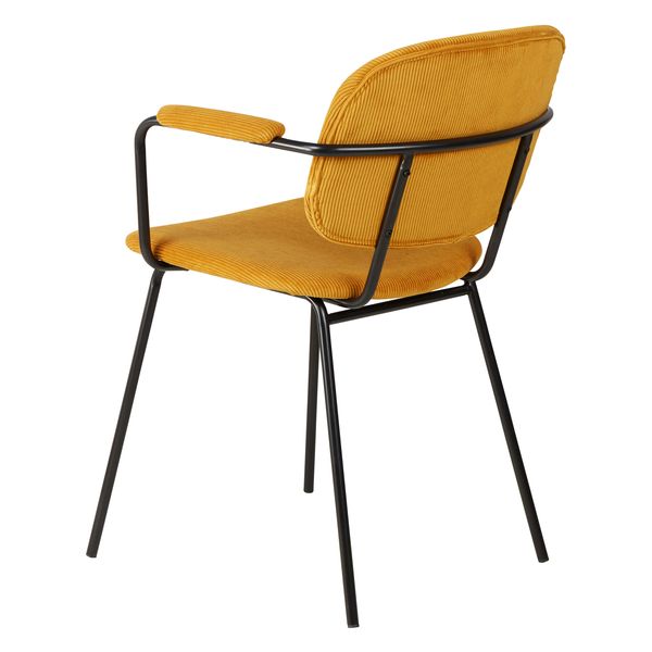 Fauteuil velours c?telé jaune curry