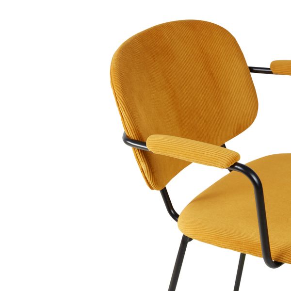Fauteuil velours c?telé jaune curry