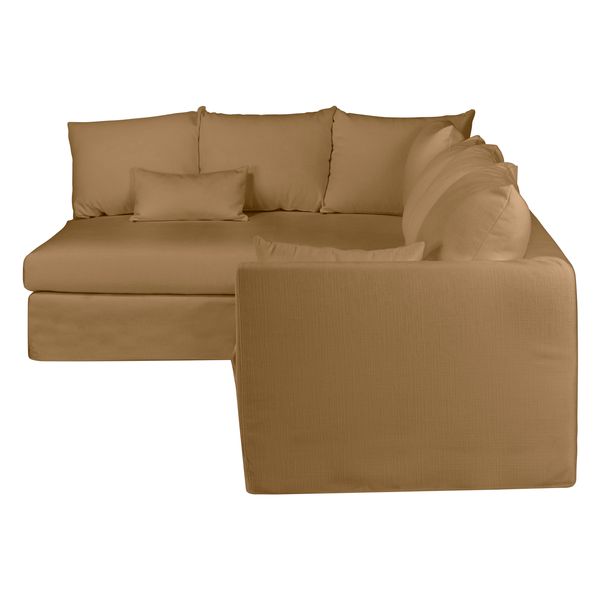 Canapé d'angle convertible velours texuté moutarde - Angle gauche