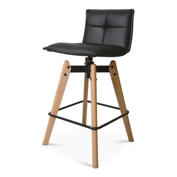 Chaise snack noir pieds chêne - agathe