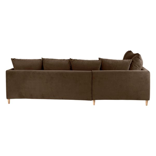 Canapé d'angle convertible velours taupe - Angle gauche