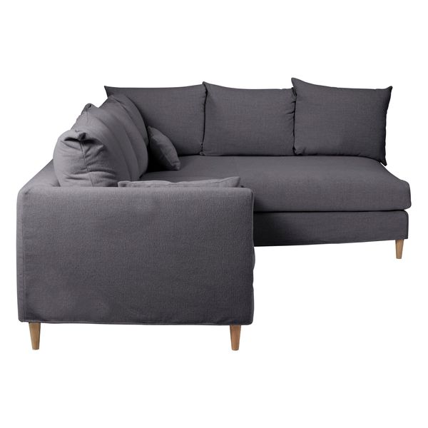 Canapé d'angle tissu recyclé anthracite - Angle droite