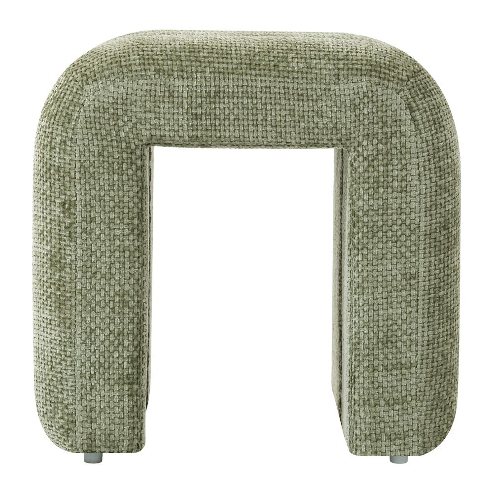 Pouf tissu chenillé vert amande