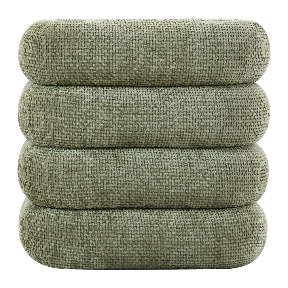 Pouf tissu chenillé vert amande