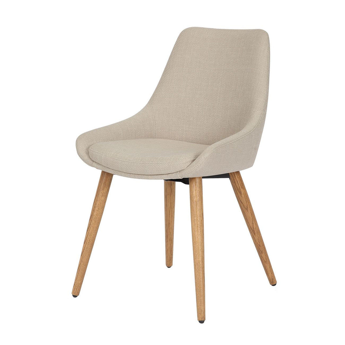 Chaise repas en tissu crème pied chêne
