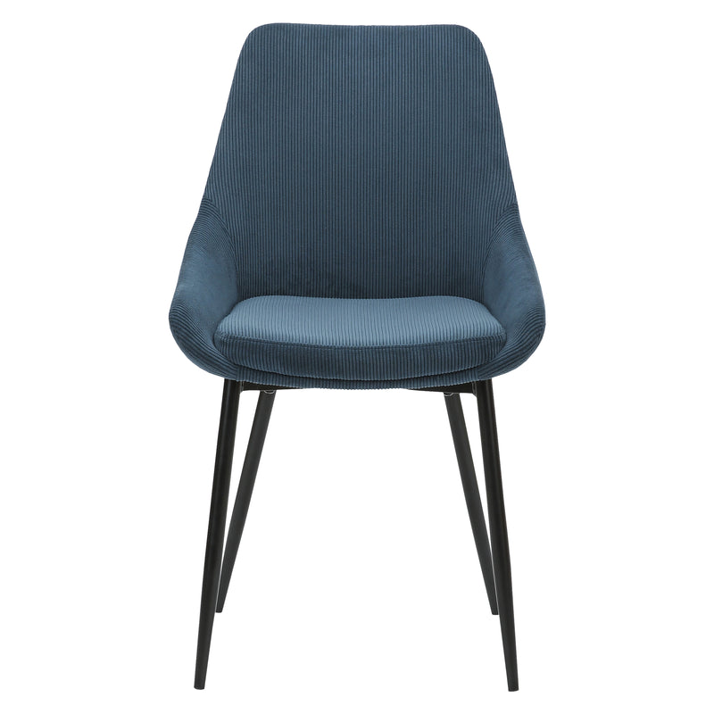 Chaise en velours c?telé bleu figuerolles