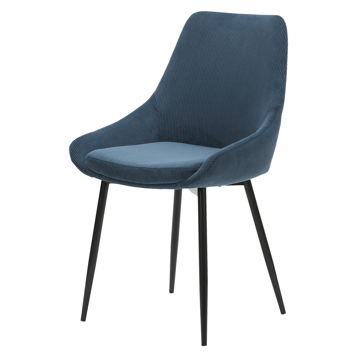 Chaise en velours c?telé bleu figuerolles