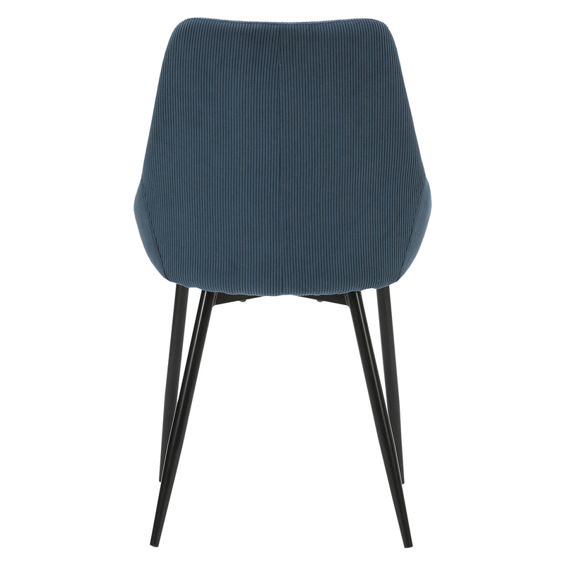 Chaise en velours c?telé bleu figuerolles