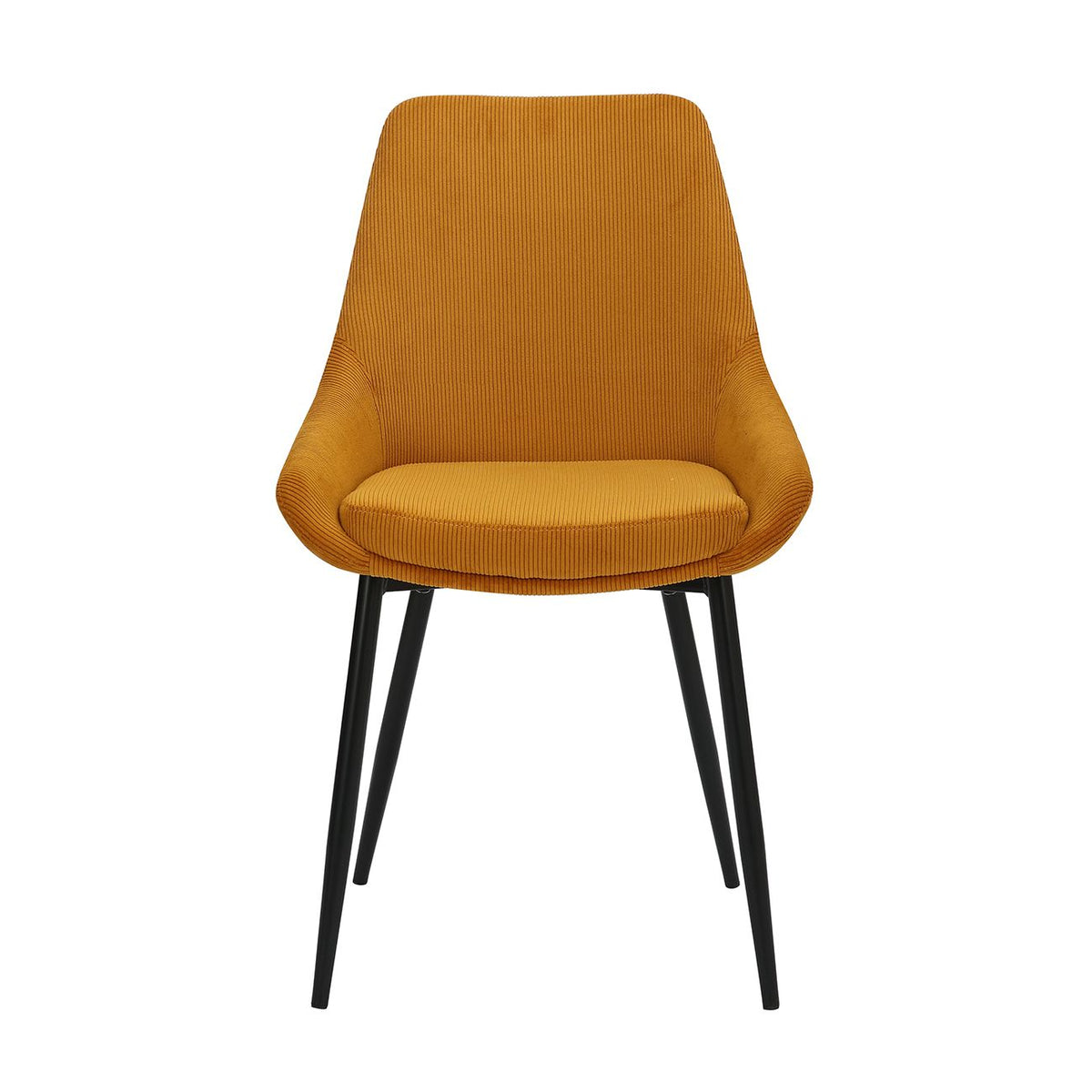 Chaise en velours c?telé jaune curry