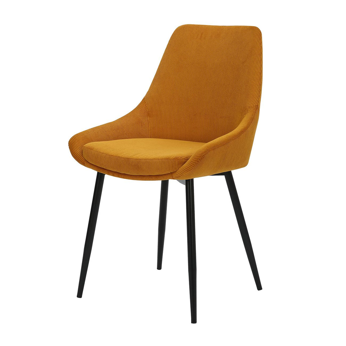 Chaise en velours c?telé jaune curry