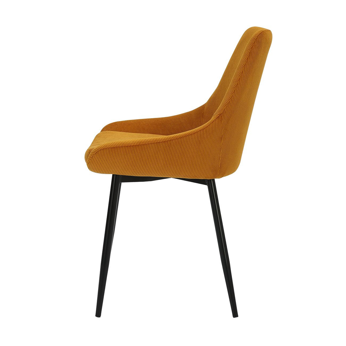 Chaise en velours c?telé jaune curry