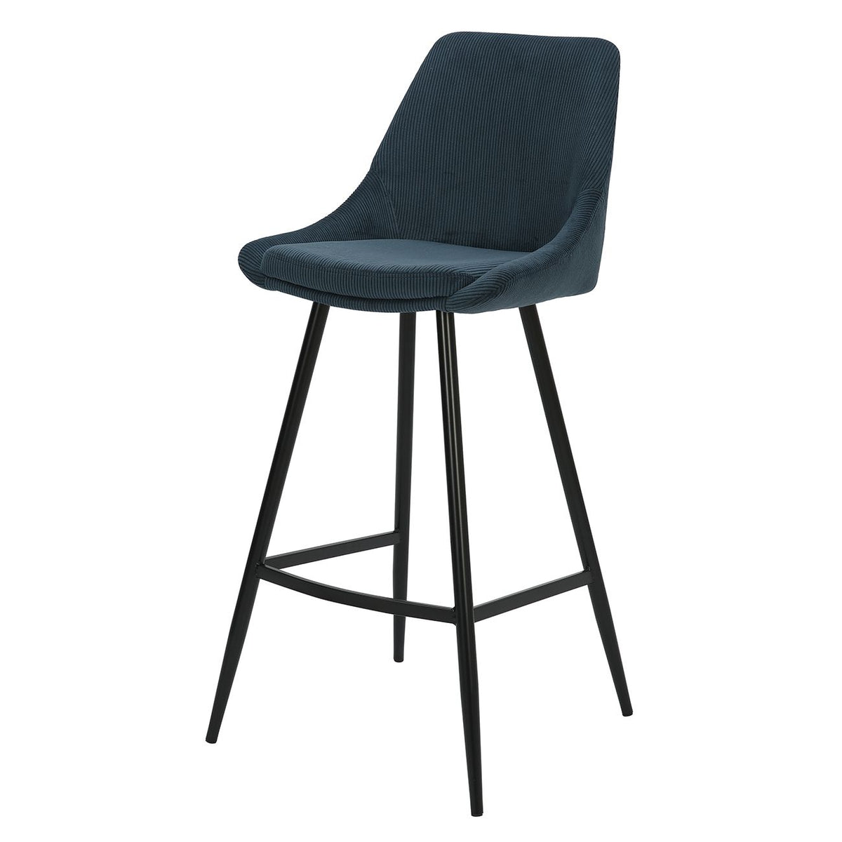 Chaise de bar velours c?telé bleu foncé