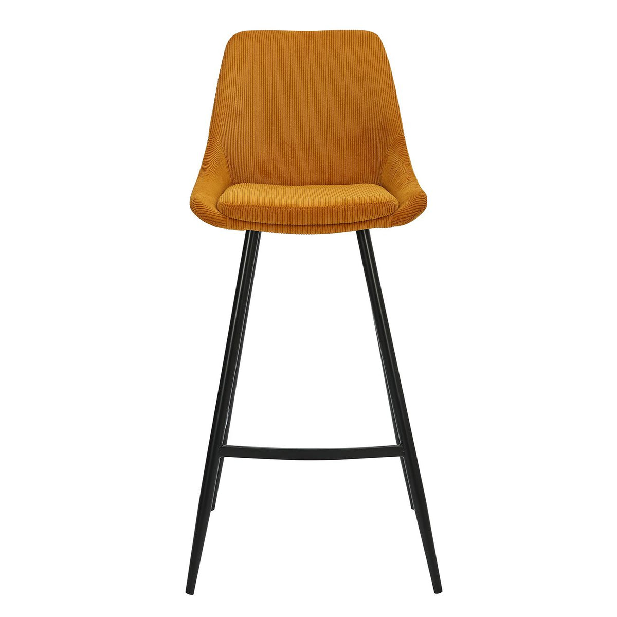 Chaise de bar velours c?telé jaune curry