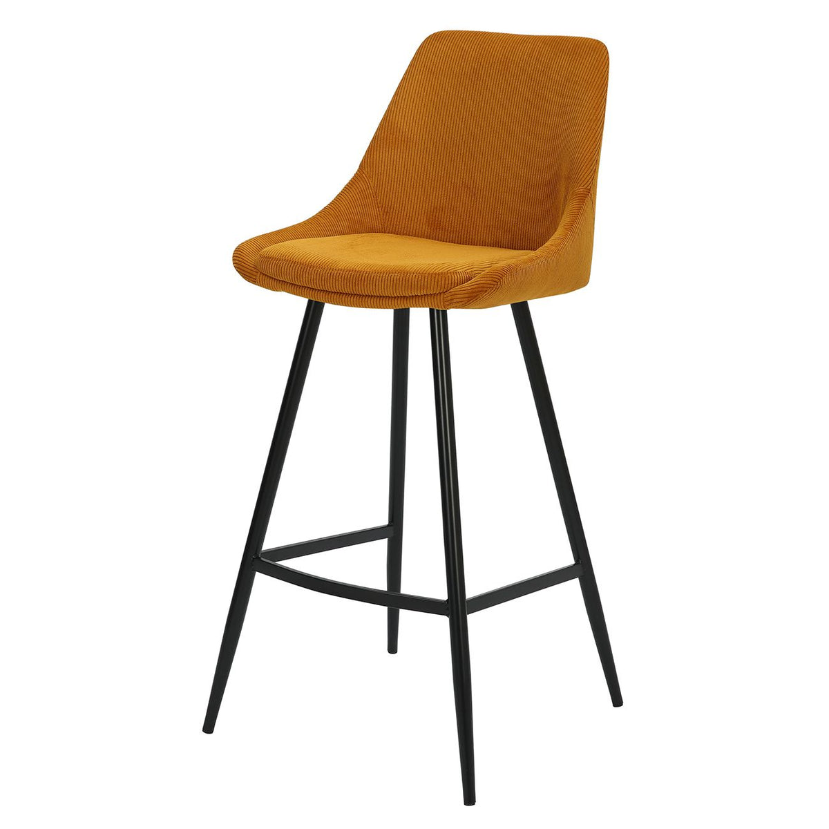 Chaise de bar velours c?telé jaune curry