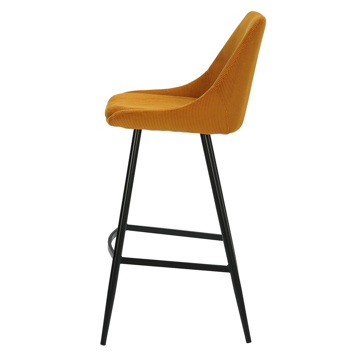 Chaise de bar velours c?telé jaune curry