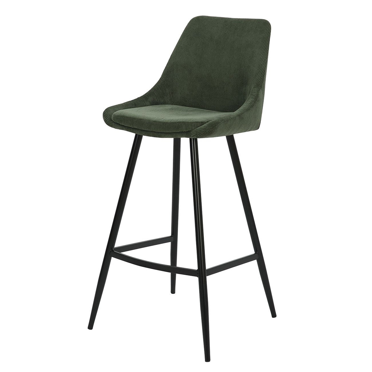 Chaise de bar velours c?telé vert sapin