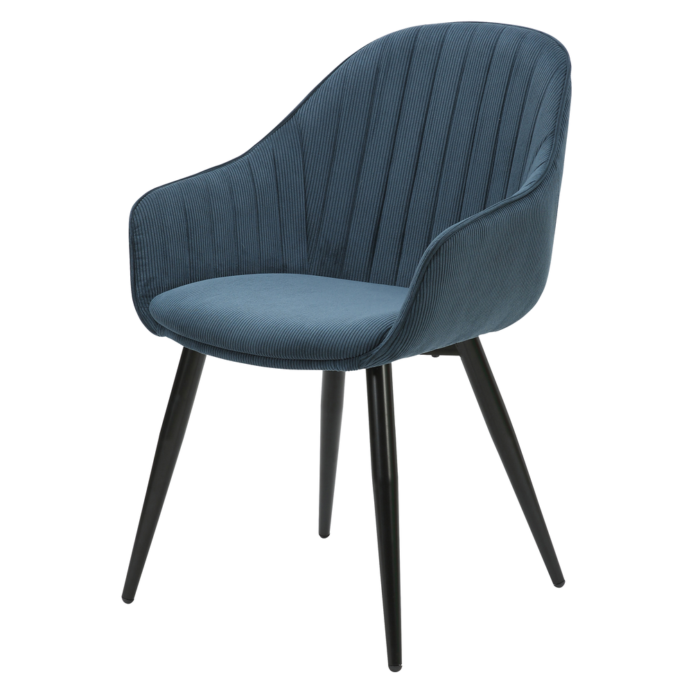 Fauteuil en velours c?telé bleu figuerolles