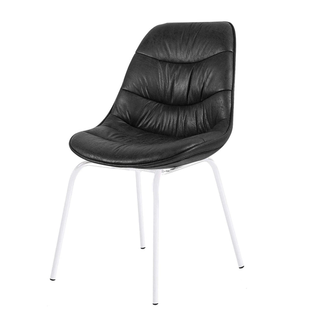 Chaise noire pied métal blanc