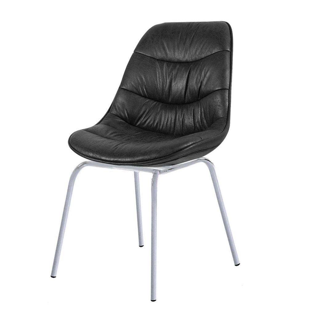 Chaise noire pied métal gris