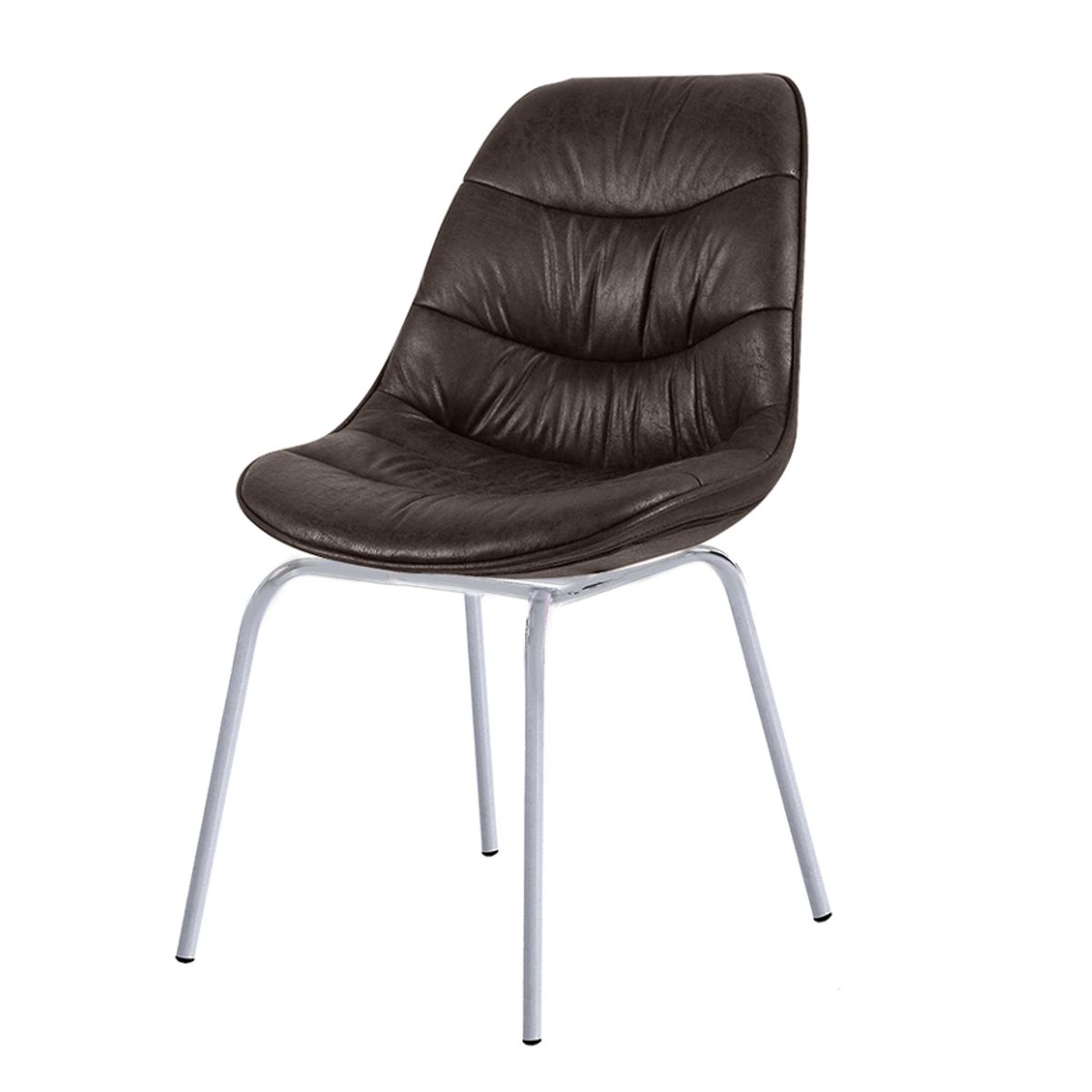 Chaise marron pied métal gris