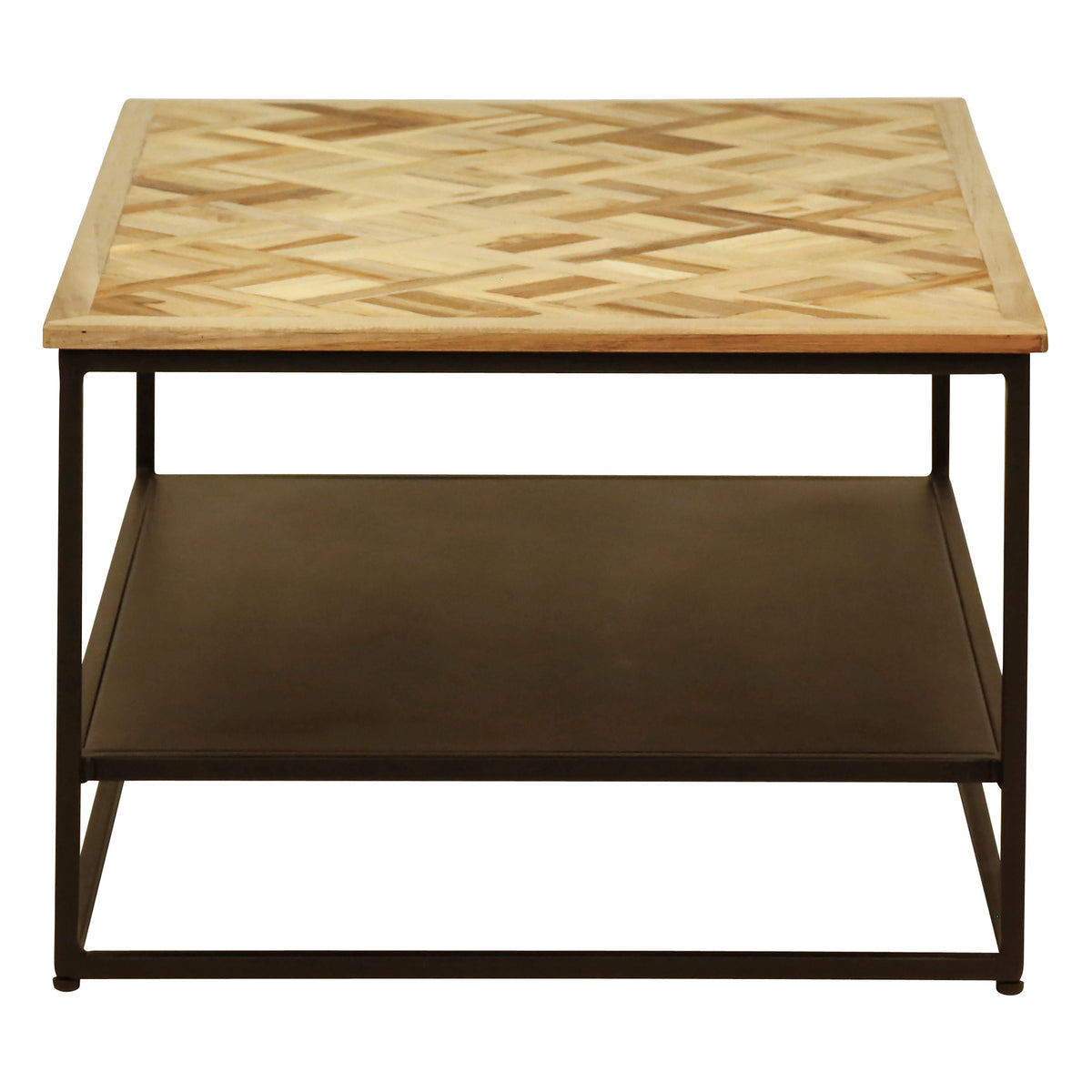 Table basse teck recyclé 90cm noir