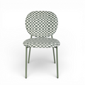 Chaise repas tissu vert amande et blanc