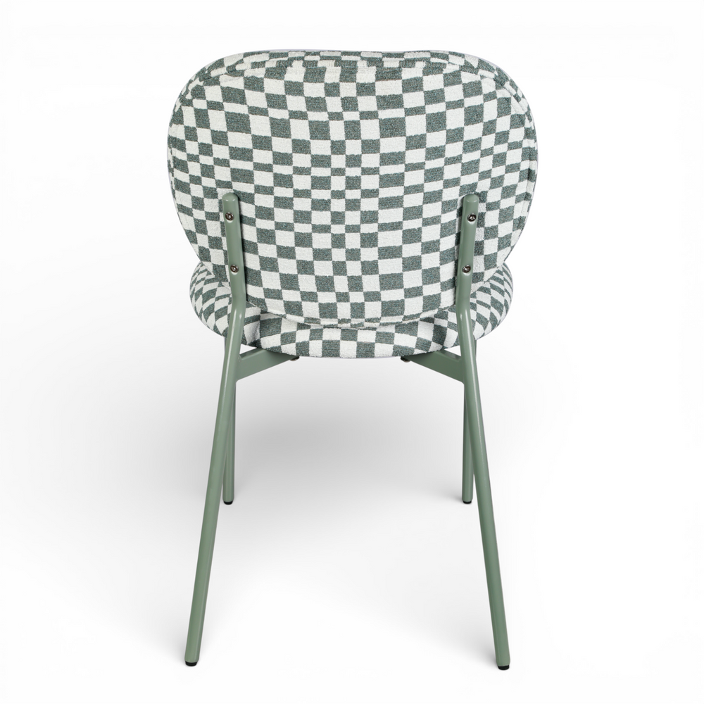 Chaise repas tissu vert amande et blanc