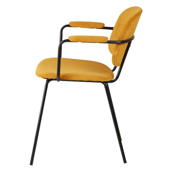 Fauteuil velours c?telé jaune curry