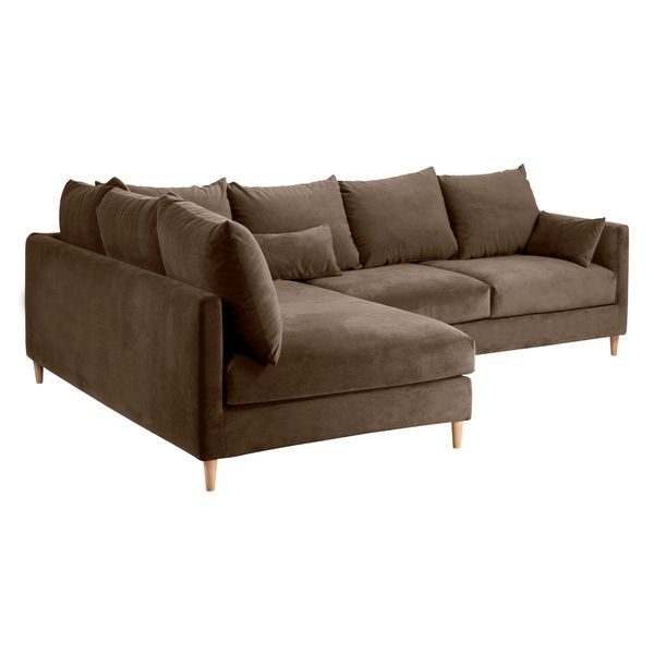 Canapé d'angle velours taupe - Angle gauche