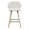 Chaise de bar tissu effet laine bouclette blanc