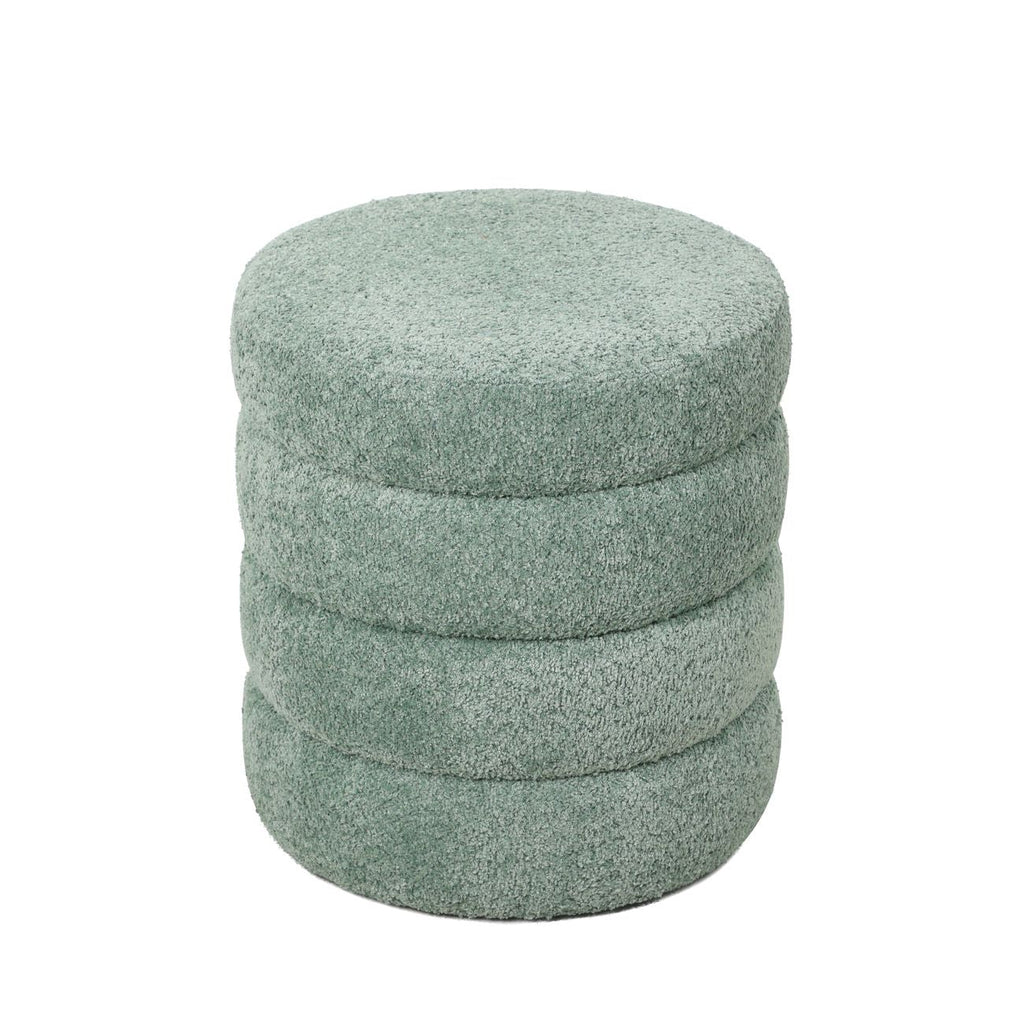 Pouf tissu effet fourrure rase vert d'eau