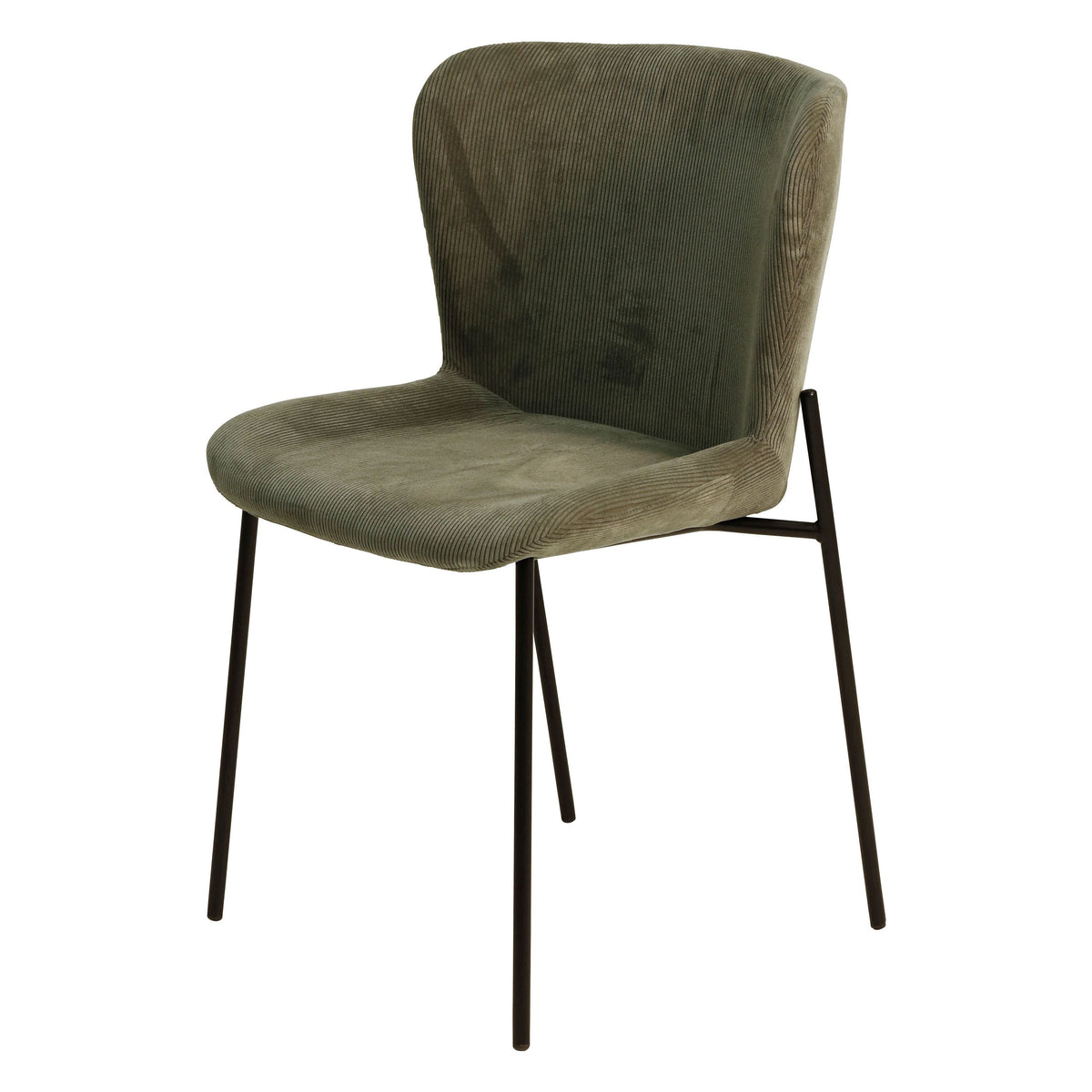 Chaise repas velours c?telé vert amande