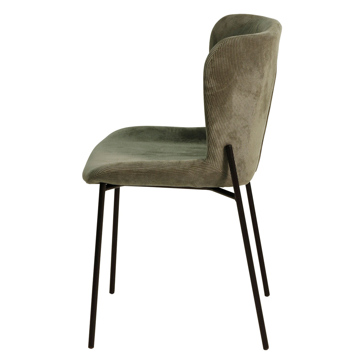 Chaise repas velours c?telé vert amande
