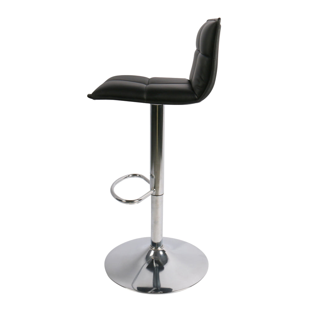 Chaise snack PU noir et pied piston chromé