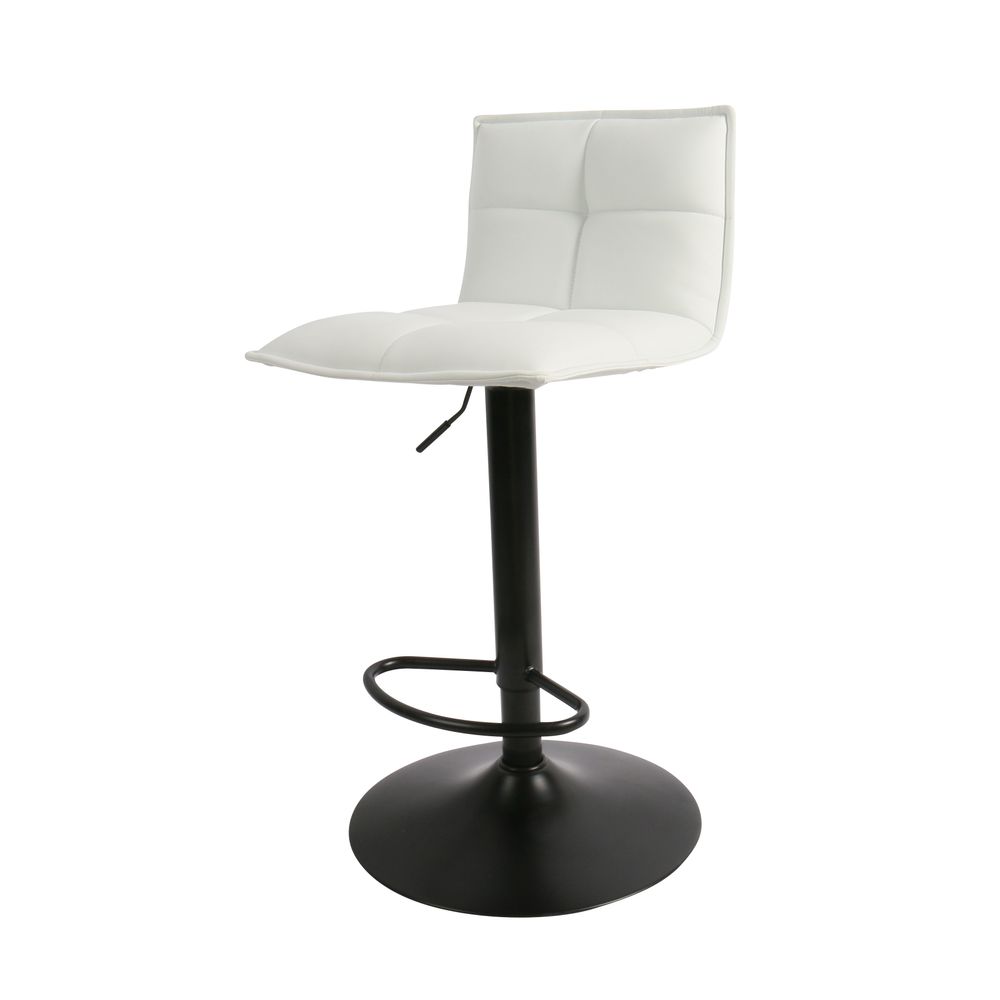 Chaise snack PU blanc et pied piston noir