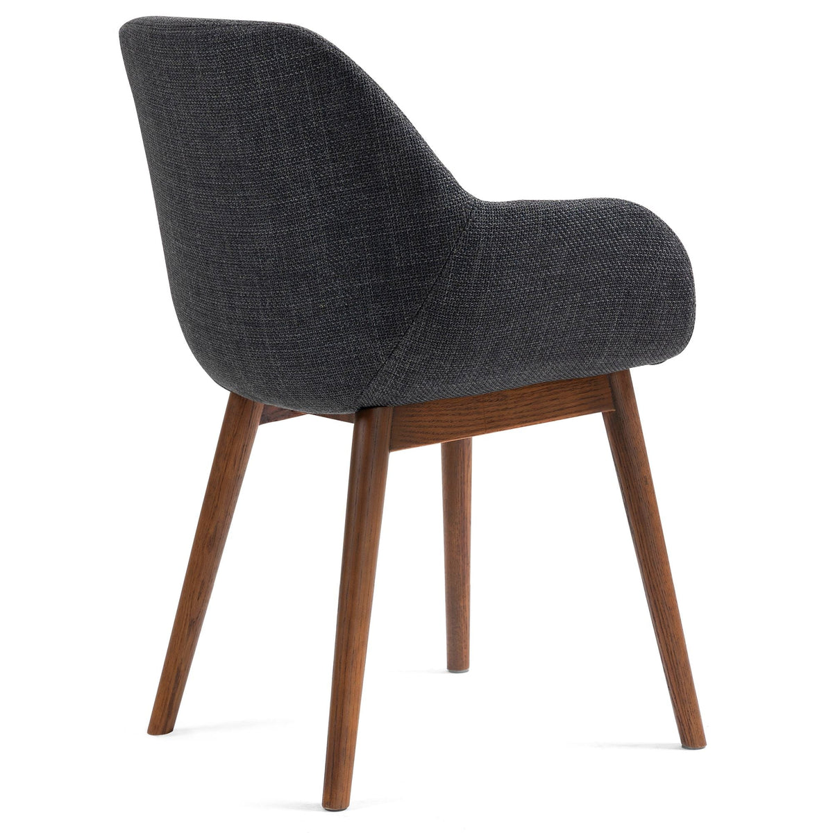 Chaise repas avec accoudoirs en tissu noir pied chêne foncé