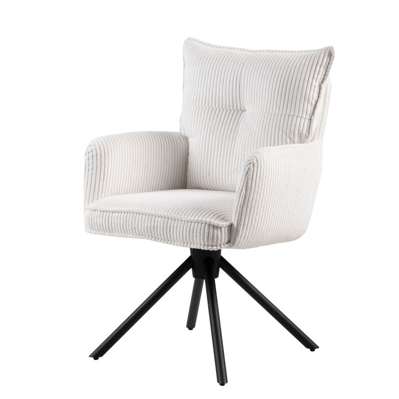 Chaise repas velours c?telé blanc