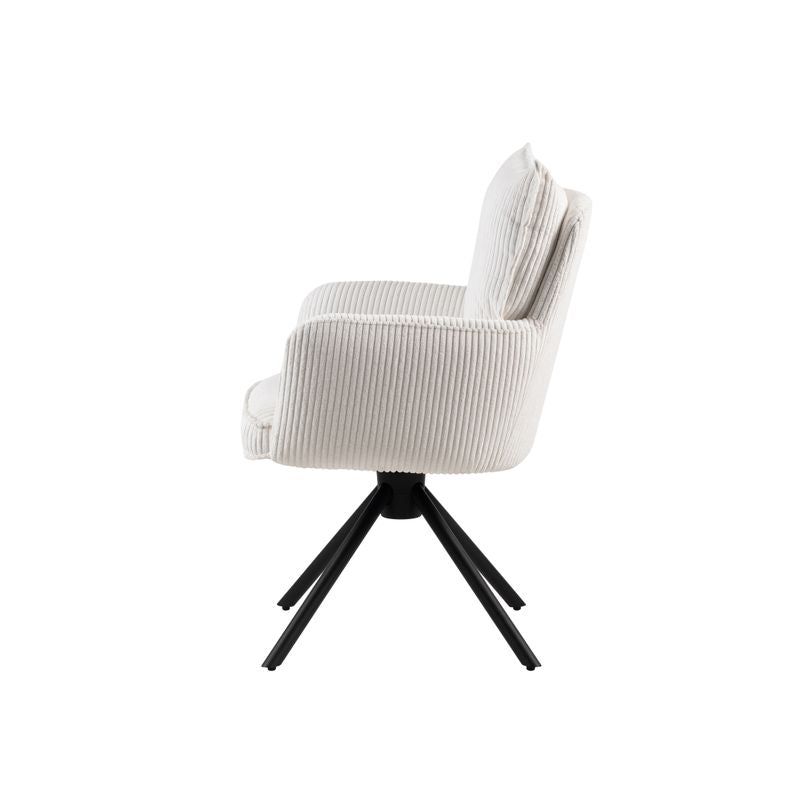 Chaise repas velours c?telé blanc