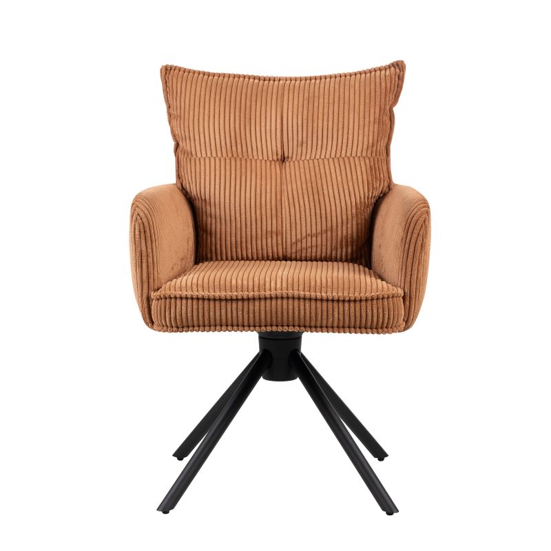 Chaise repas velours c?telé caramel