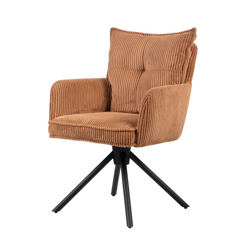 Chaise repas velours c?telé caramel