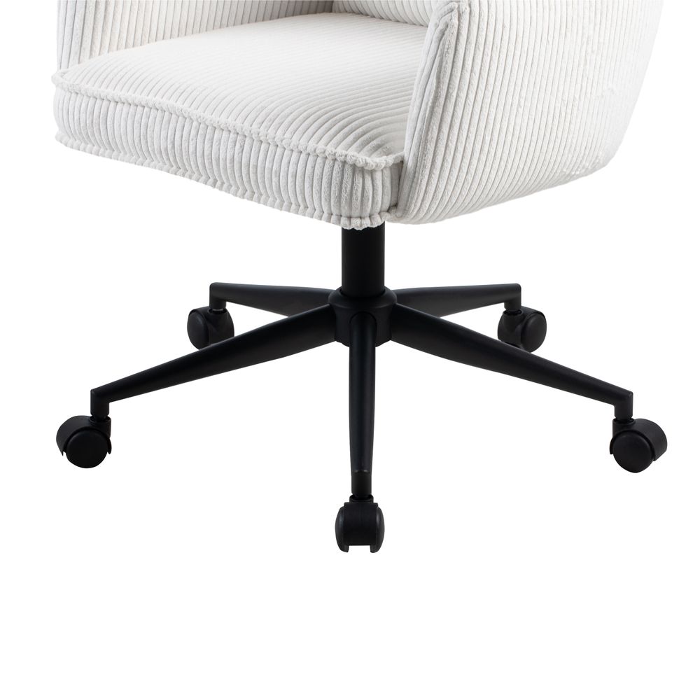Chaise de bureau velours c?telé blanc