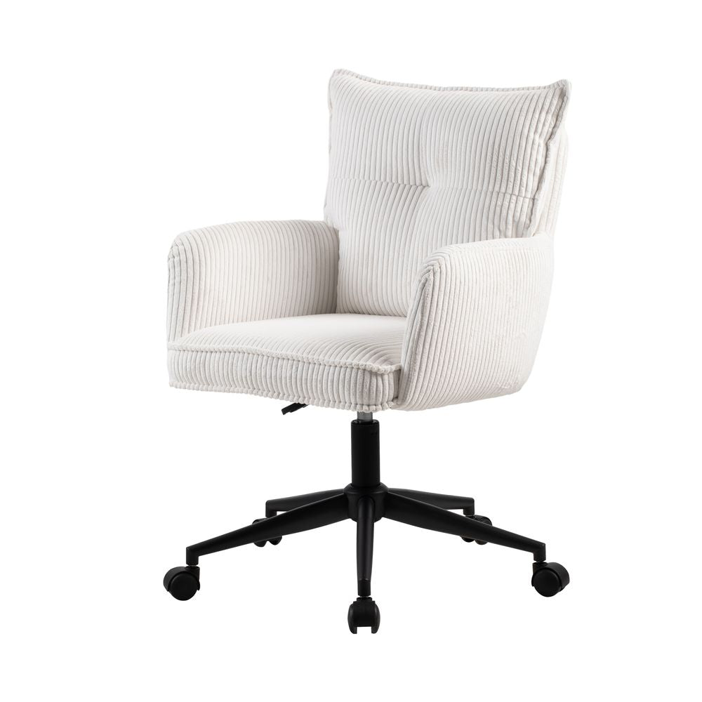 Chaise de bureau velours c?telé blanc