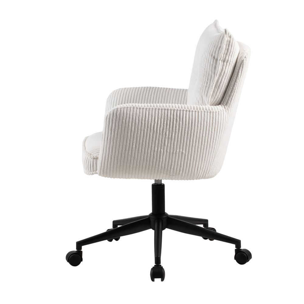 Chaise de bureau velours c?telé blanc