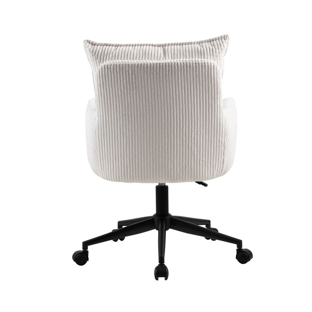 Chaise de bureau velours c?telé blanc