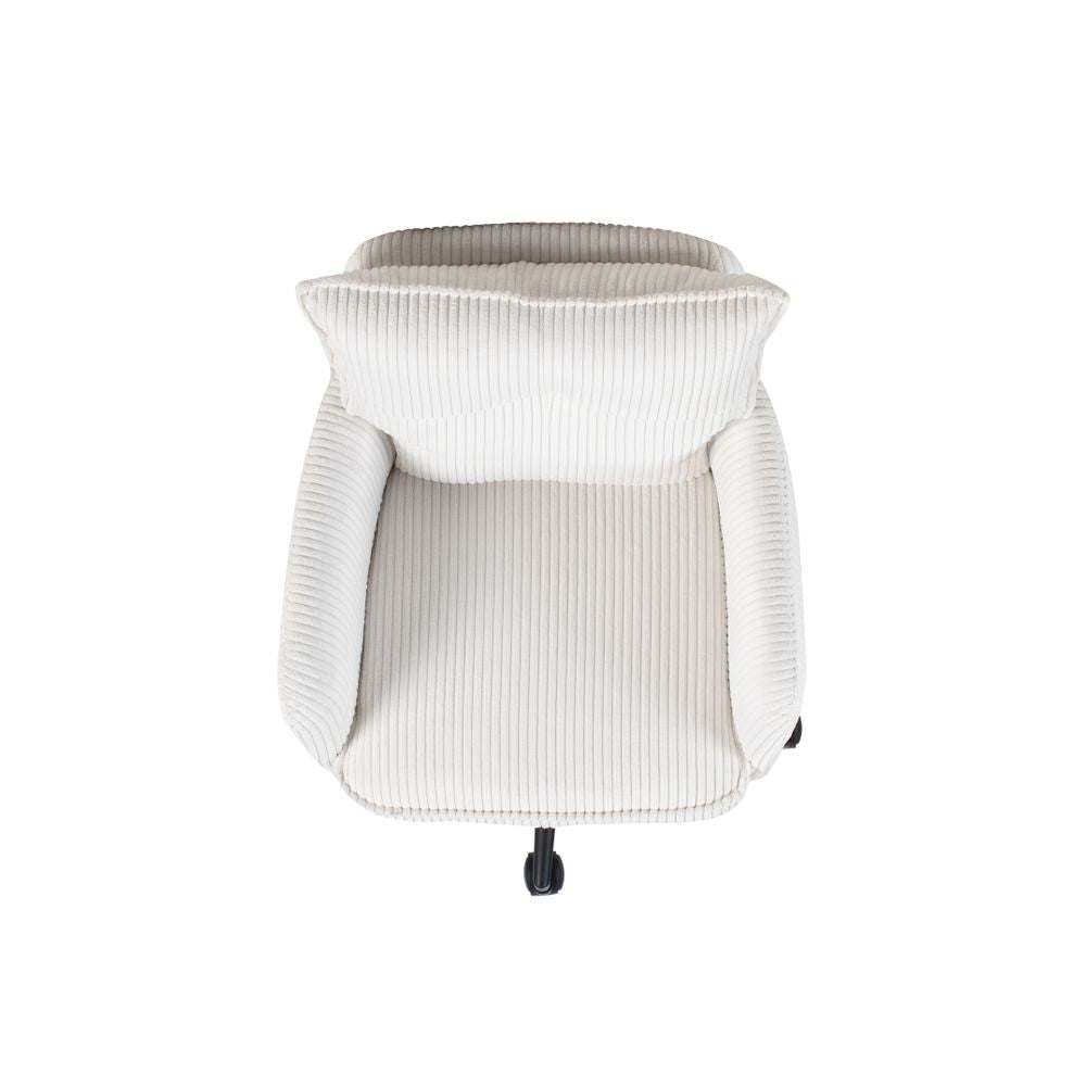 Chaise de bureau velours c?telé blanc