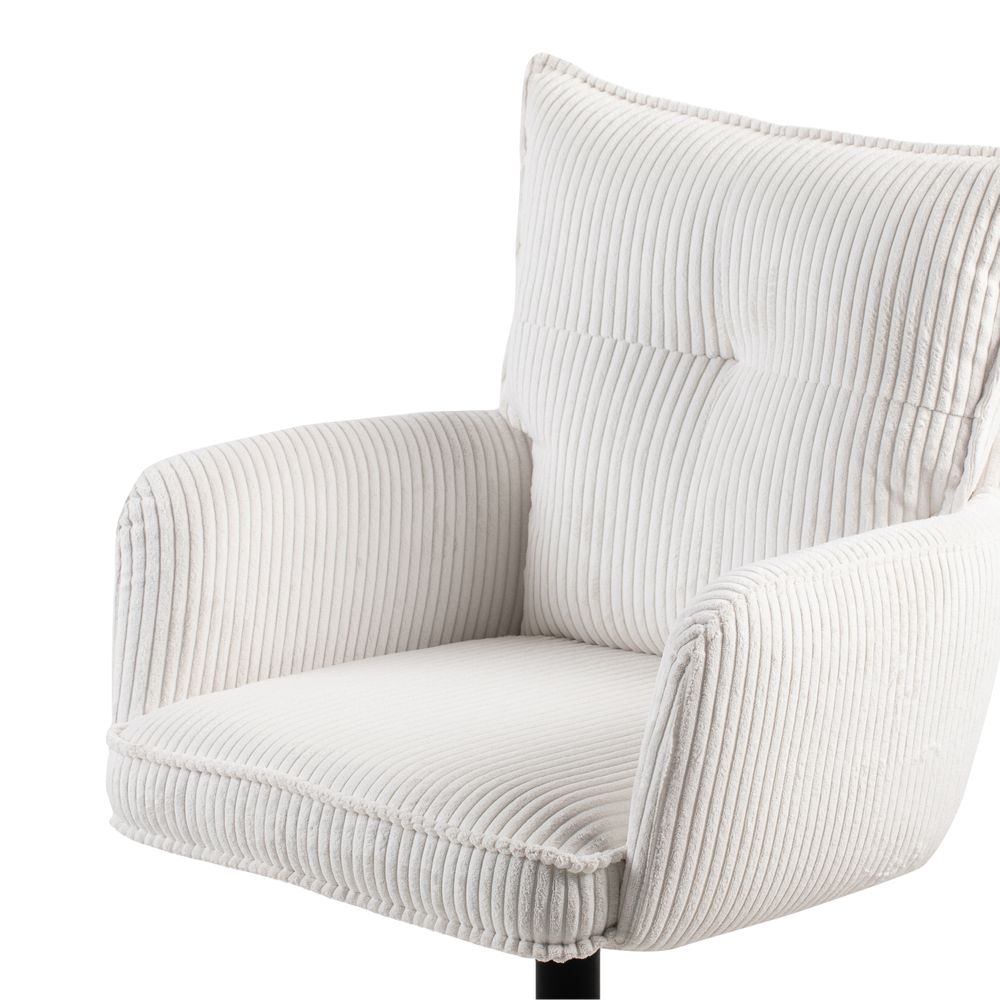 Chaise de bureau velours c?telé blanc