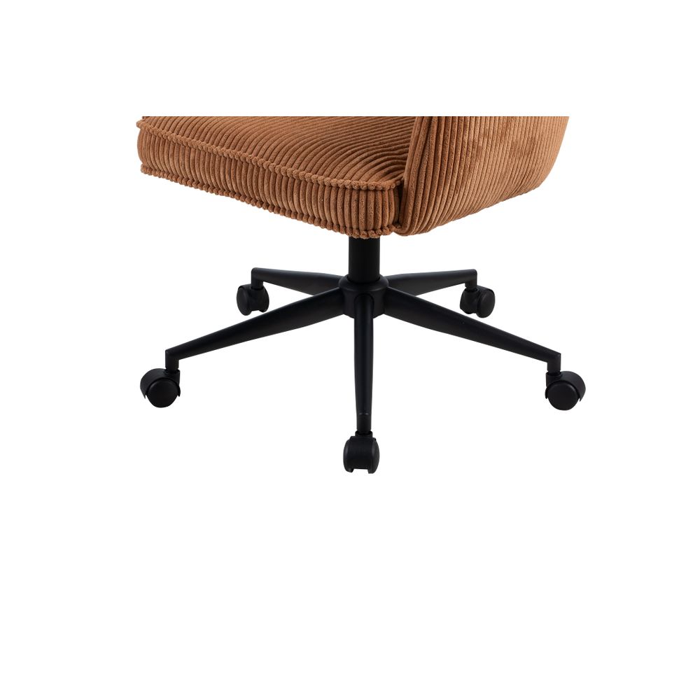 Chaise de bureau velours c?telé caramel