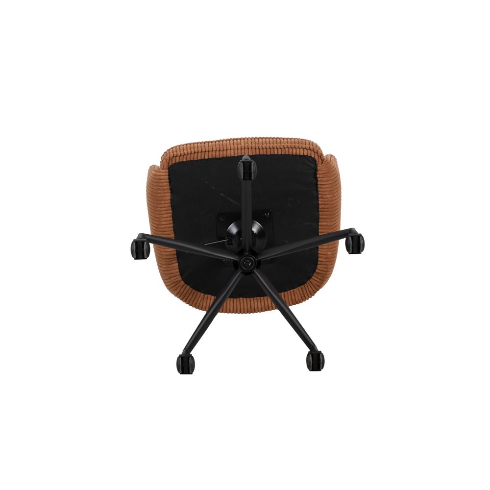 Chaise de bureau velours c?telé caramel