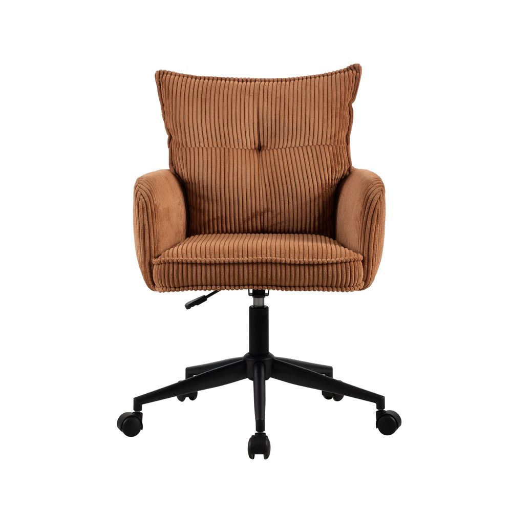 Chaise de bureau velours c?telé caramel