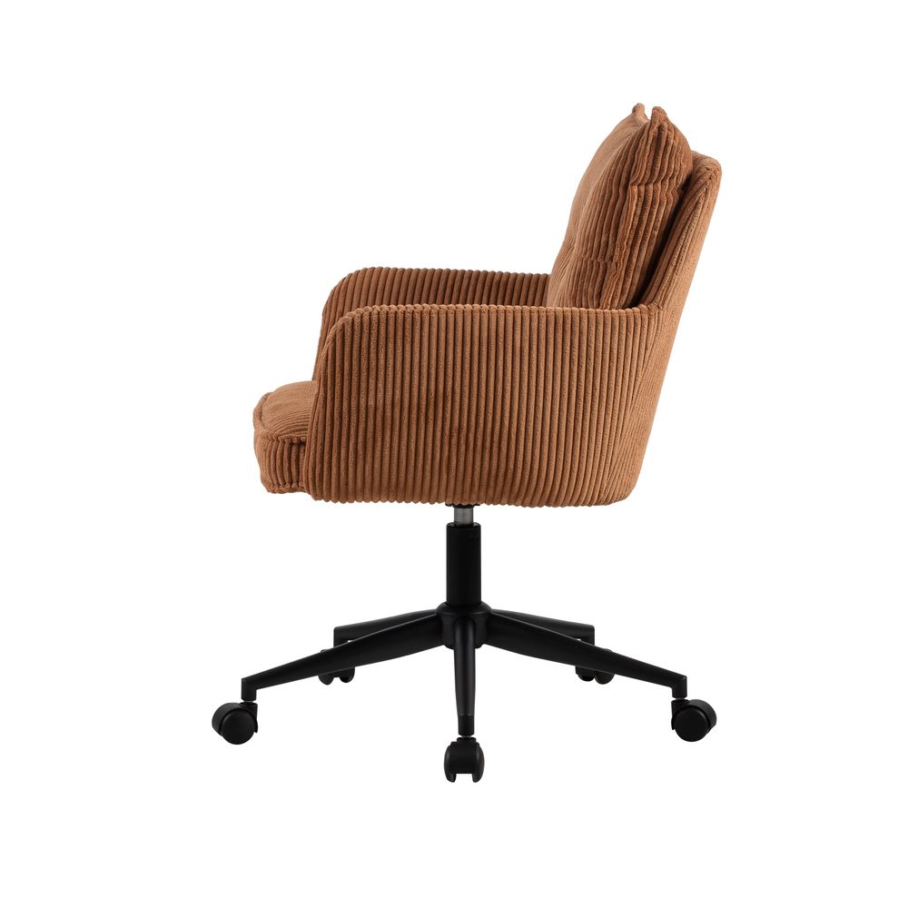 Chaise de bureau velours c?telé caramel